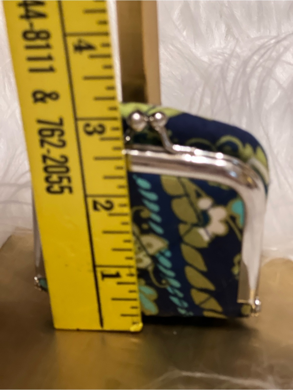 Vera Bradley Navy Floral Kiss-Lock Coin Purse with Teal & Lime Accents - Picture 8 of 9